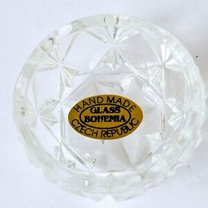 Vintage Bohemia Glass Crystal Salt Cellar Handmade Czech Republic Starburst Mini